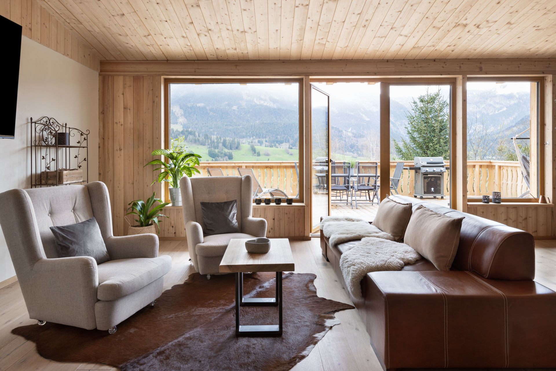 Wohnküche in der Ferienwohnung mit Terrasse